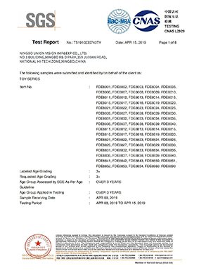 toy manufacturer Certificate 8-ASTM