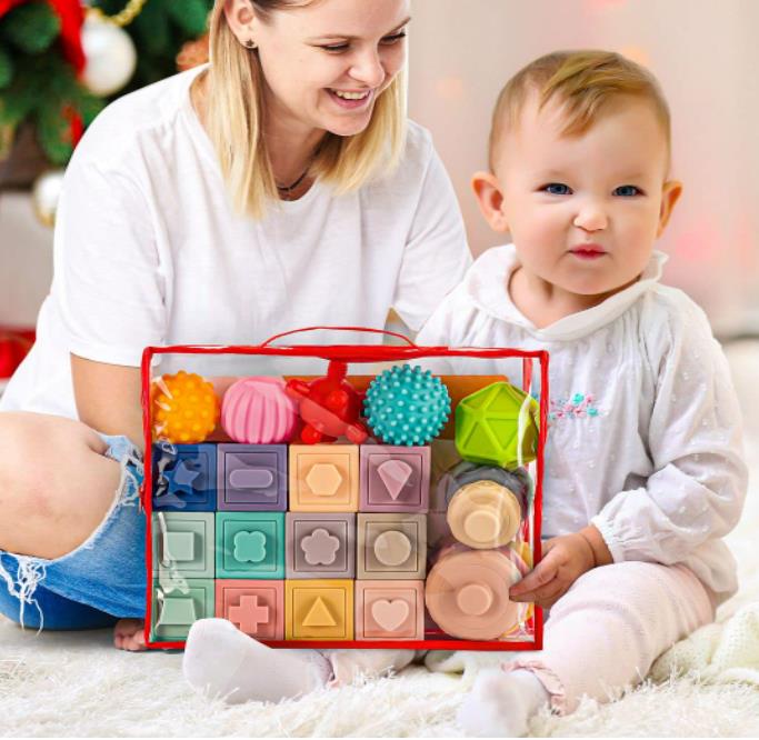 3 in 1 Soft & Colorful Stacking Blocks Toys for Babies