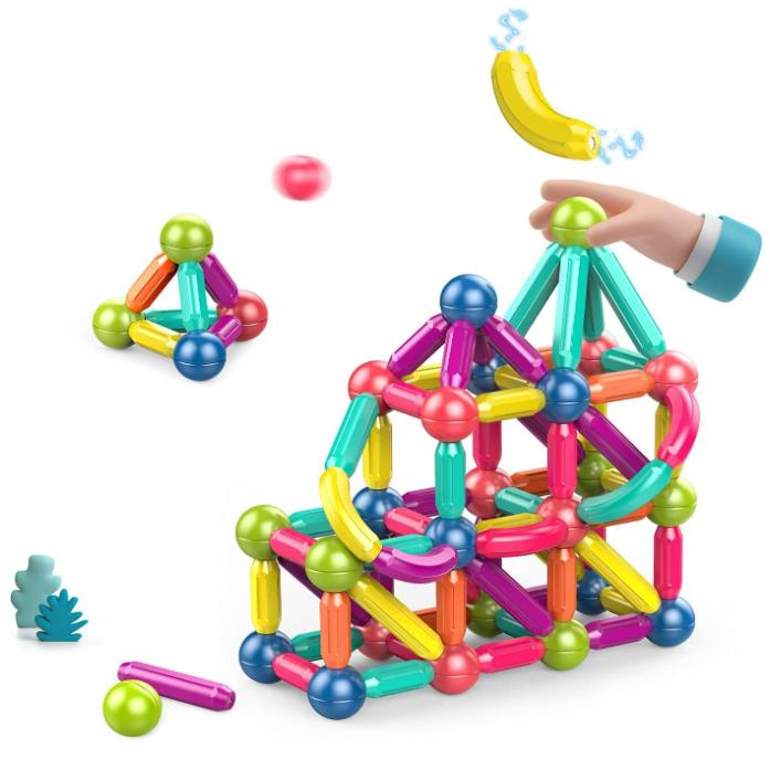 Private Label 65 PCS Magnetic Building Blocks 7 Magnetic Balls and Rods Set Building Blocks