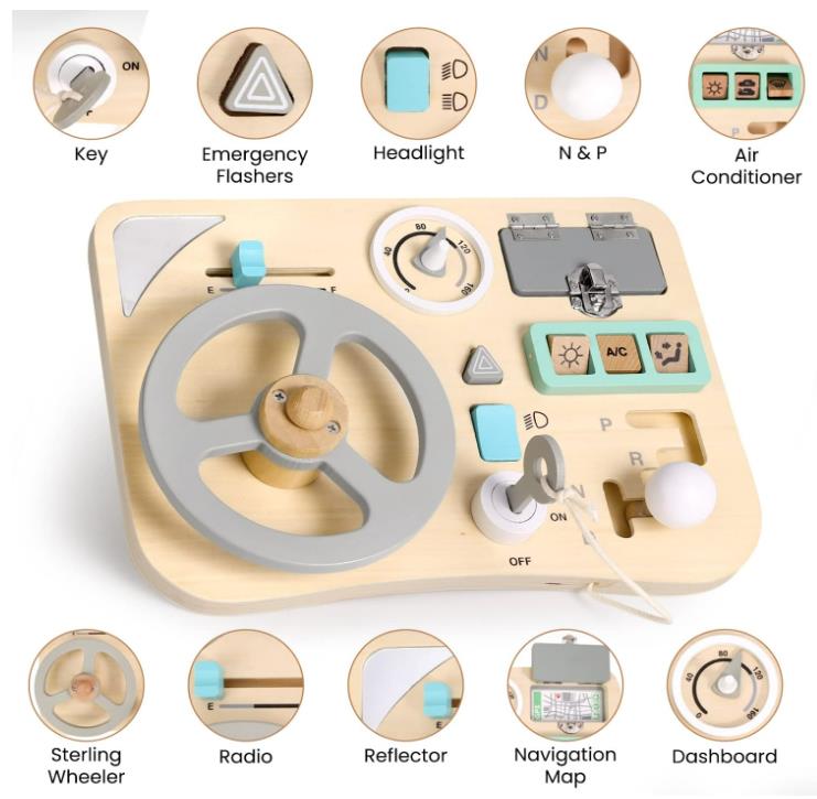 Private Lable Wooden Busy Board for Toddlers 3-6 Years Old