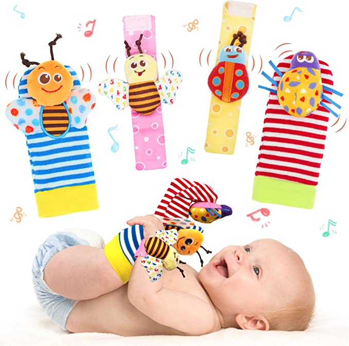 Socks & Wrist Rattles for 0-3, 3-6, 6-12 Months Babies