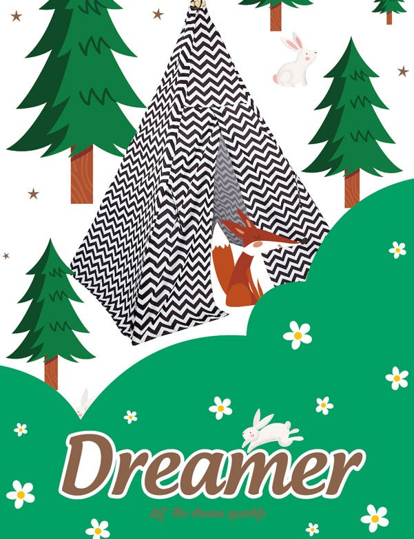 Kids Wooden Pole Tent